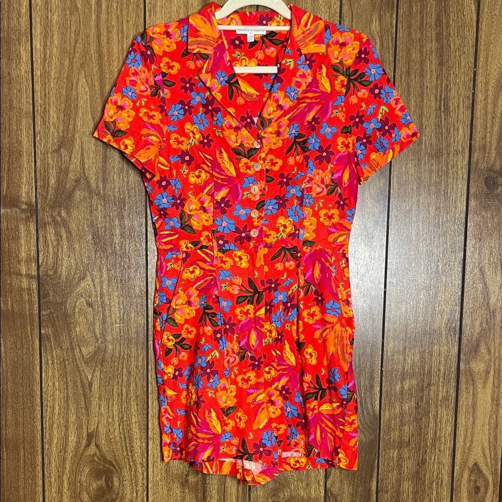 Floral Short Sleeve Women's Jumpsuit